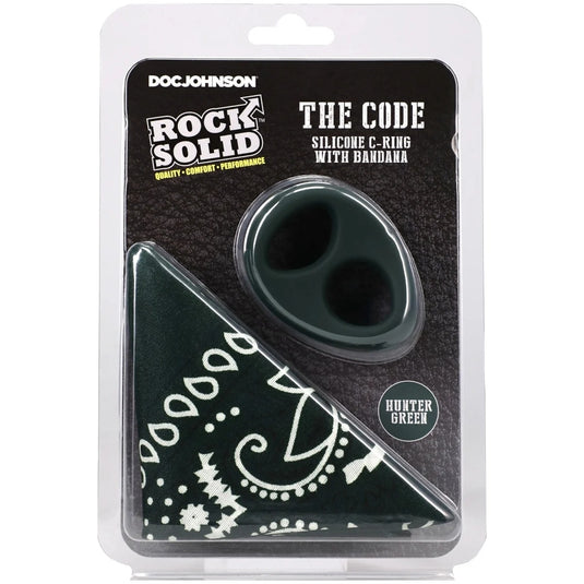 Rock Solid The Code Silicone Cock Ring With Bandana Hunter Green