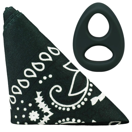 Rock Solid The Code Silicone Cock Ring With Bandana Hunter Green