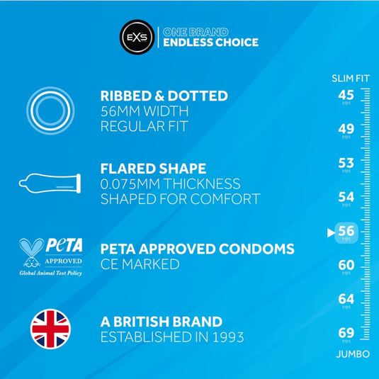 EXS Ribbed & Dotted Vegan Condoms 3 Pack