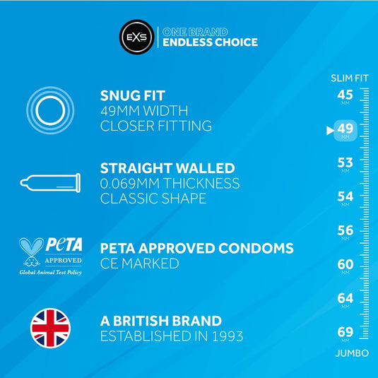 EXS Snug Fit Vegan Condoms 48 Pack