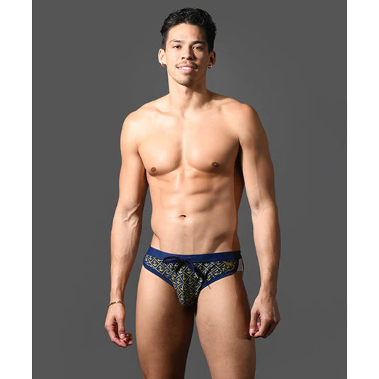 Andrew Christian Nautical Bikini Swim Brief Blue Gold