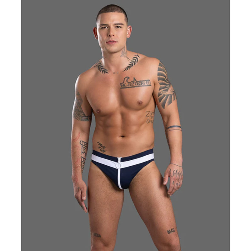Load image into Gallery viewer, Andrew Christian Zipper Bikini Swim Brief Navy
