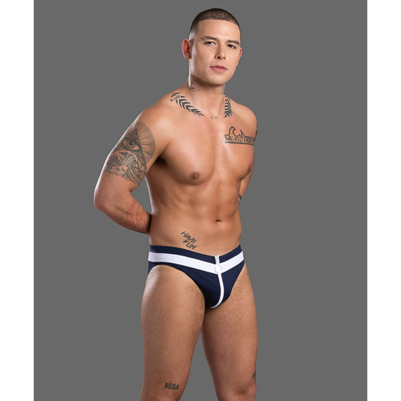 Load image into Gallery viewer, Andrew Christian Zipper Bikini Swim Brief Navy
