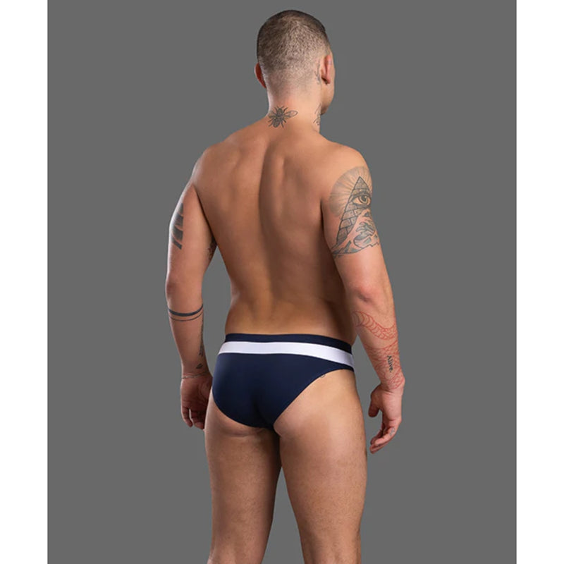 Load image into Gallery viewer, Andrew Christian Zipper Bikini Swim Brief Navy
