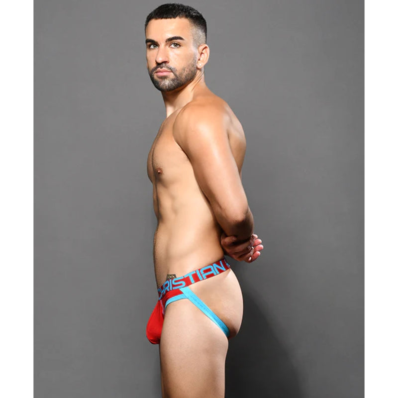 Load image into Gallery viewer, Andrew Christian CoolFlex Modal Brief Jock Strap Red Blue
