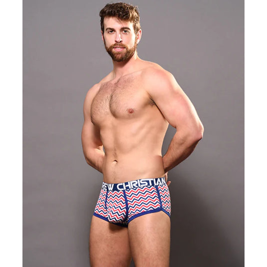 Andrew Christian Zig Zag Boxer Trunk Red Blue