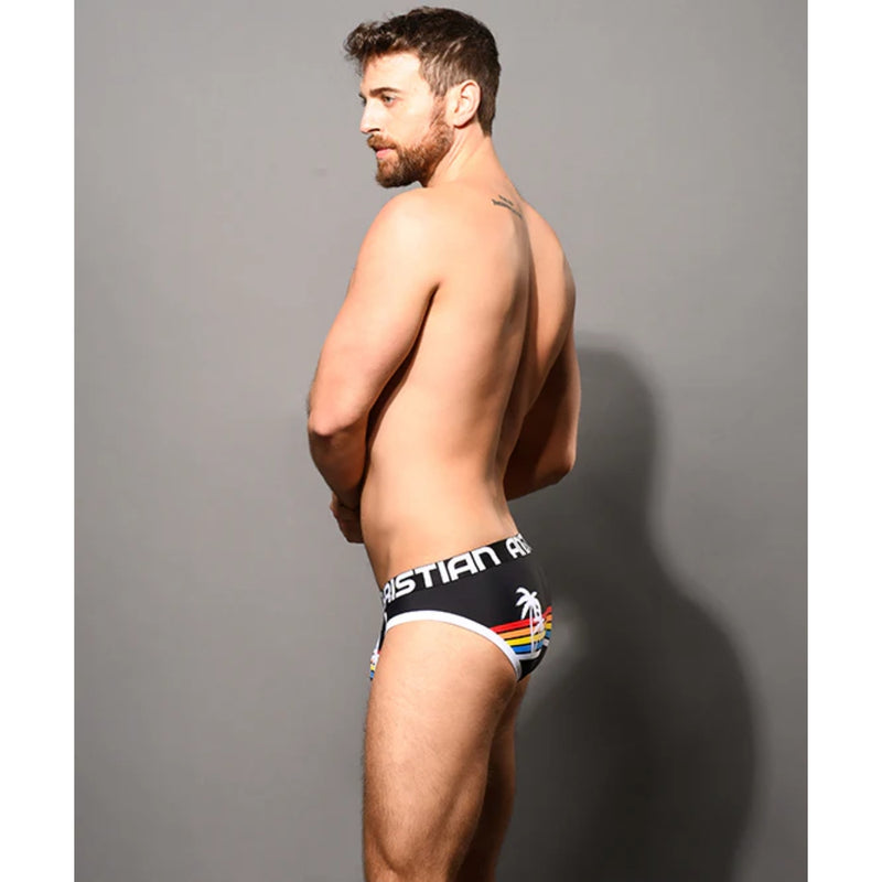 Load image into Gallery viewer, Andrew Christian California Chillin Brief Black White
