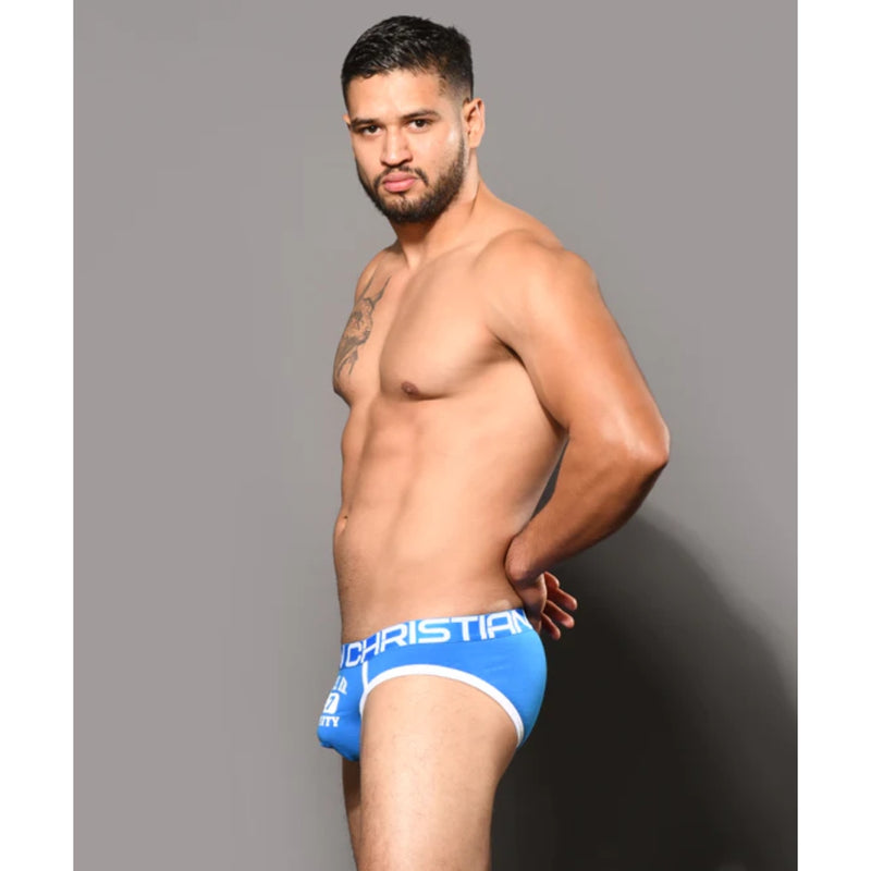 Load image into Gallery viewer, Andrew Christian Phys Ed Varsity Brief Electric Blue
