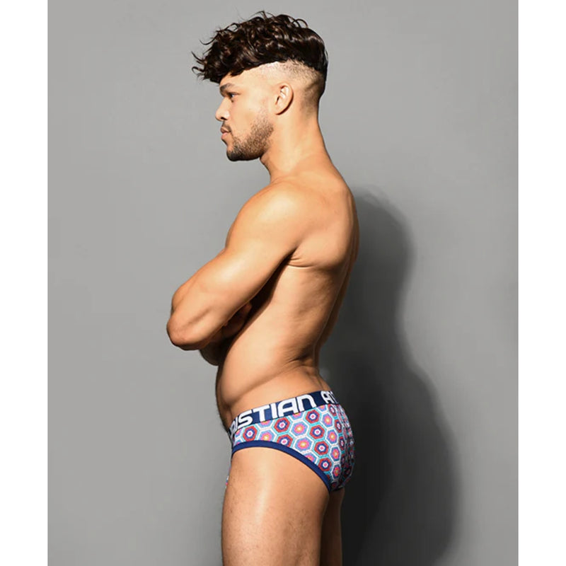 Load image into Gallery viewer, Andrew Christian Carlton Mesh Brief Blue Red
