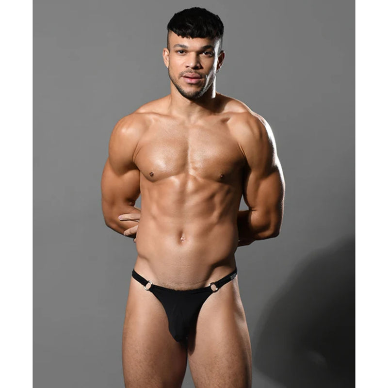 Load image into Gallery viewer, Andrew Christian Low Cut Ring Thong Black
