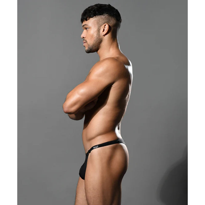 Load image into Gallery viewer, Andrew Christian Low Cut Ring Thong Black
