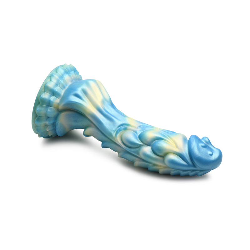 Load image into Gallery viewer, Creature Cocks Sea Stallion Vibrating Remote Control Silicone Dildo Blue Yellow
