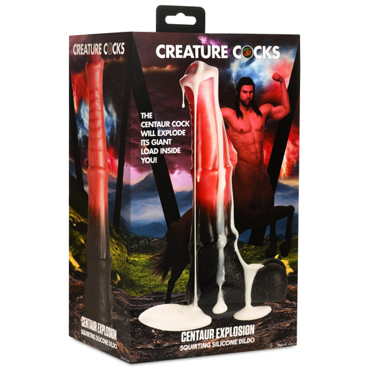 Creature Cocks Centaur Explosion Squirting Silicone Dildo Red Black