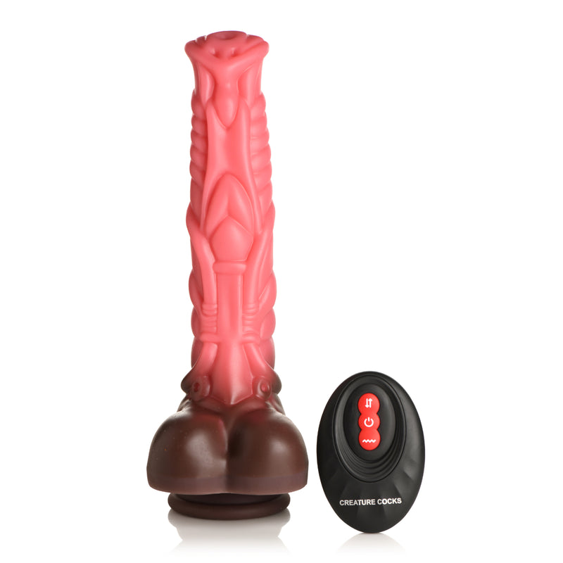 Load image into Gallery viewer, Creature Cocks Deluxe Centaur Thrusting &amp; Vibrating Silicone Dildo Red
