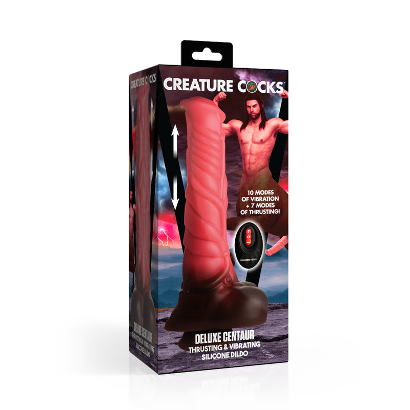 Load image into Gallery viewer, Creature Cocks Deluxe Centaur Thrusting &amp; Vibrating Silicone Dildo Red
