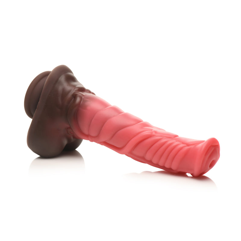 Load image into Gallery viewer, Creature Cocks Deluxe Centaur Thrusting &amp; Vibrating Silicone Dildo Red
