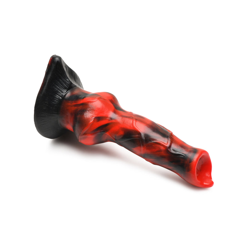 Load image into Gallery viewer, Creature Cocks Vibra Beast Vibrating Silicone Dildo Black Red
