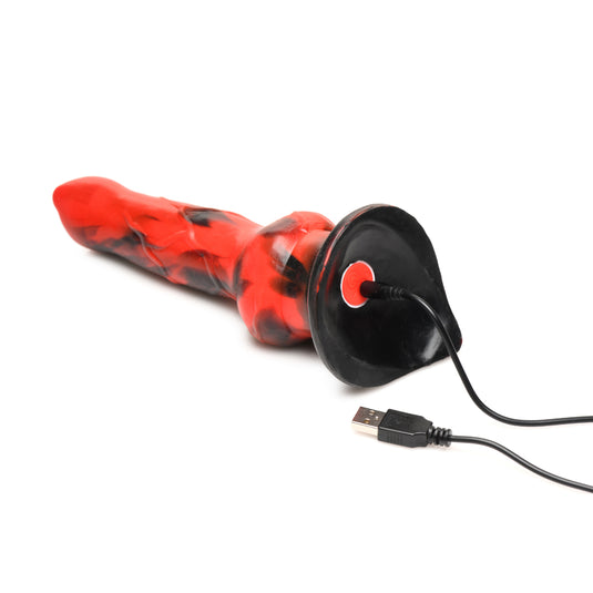 Creature Cocks Vibra Beast Vibrating Silicone Dildo Black Red
