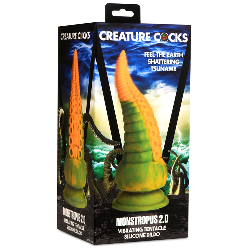Load image into Gallery viewer, Creature Cocks Monstropus 2.0 Vibrating Tentacle Silicone Dildo Yellow Green

