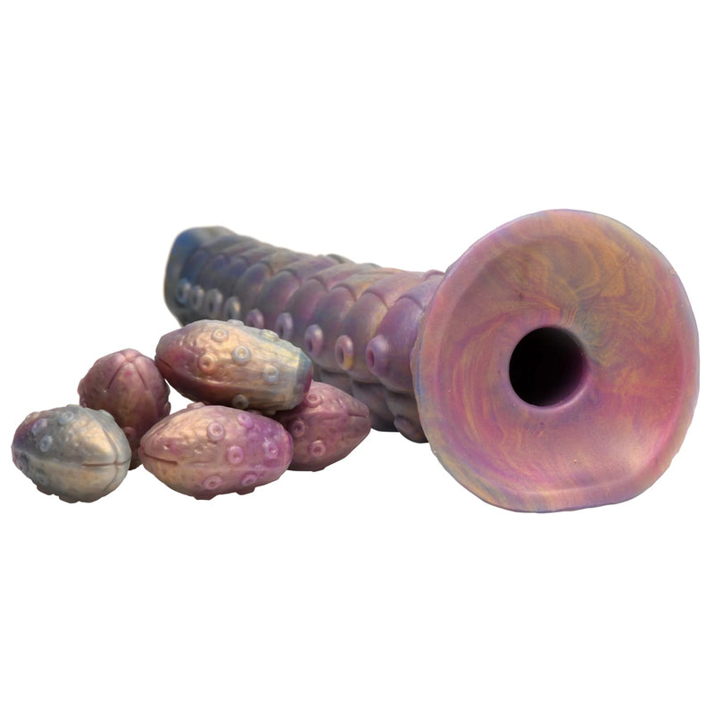 Load image into Gallery viewer, Creature Cocks Deep Invader Tentacle Ovipositor Silicone Dildo With Eggs Rainbow
