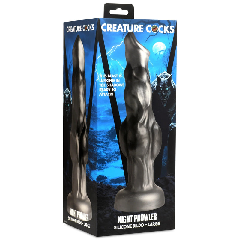 Load image into Gallery viewer, Creature Cocks Night Prowler Silicone Dildo Silver Large
