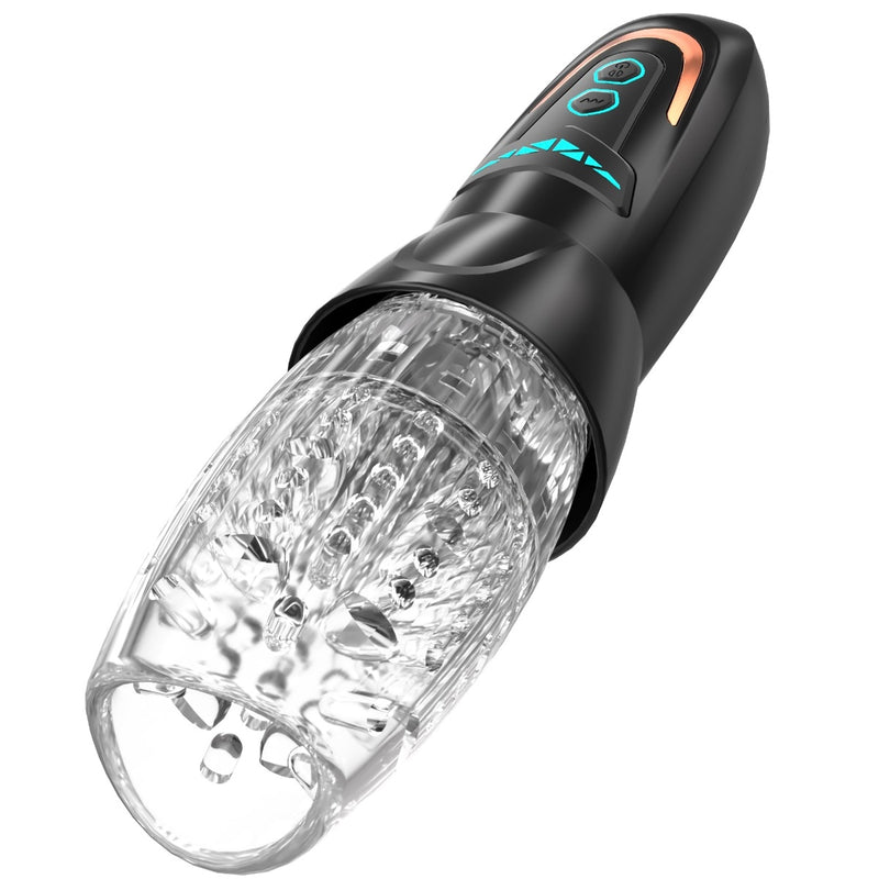 Load image into Gallery viewer, Amovibe Dragon Pro Rotating &amp; Thrusting Male Masturbator Black Clear
