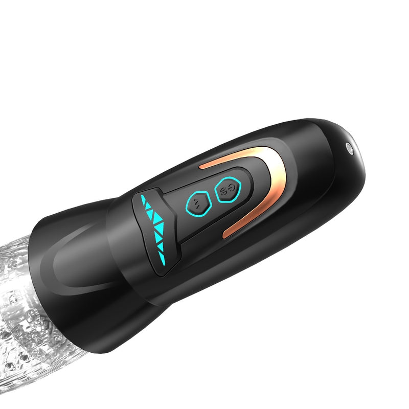 Load image into Gallery viewer, Amovibe Dragon Pro Rotating &amp; Thrusting Male Masturbator Black Clear

