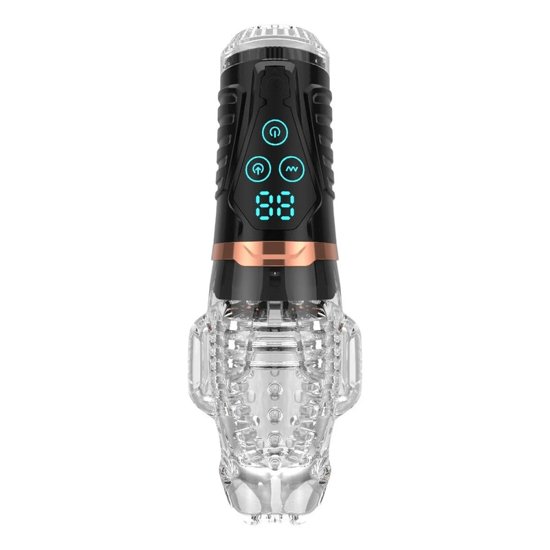 Load image into Gallery viewer, Amovibe Alpha Sucking &amp; Vibrating Male Masturbator Black Clear

