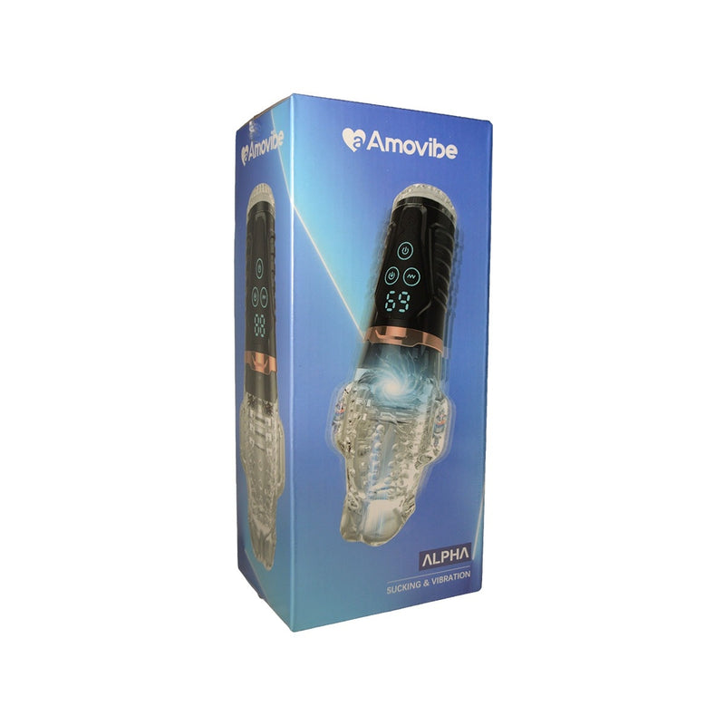 Load image into Gallery viewer, Amovibe Alpha Sucking &amp; Vibrating Male Masturbator Black Clear
