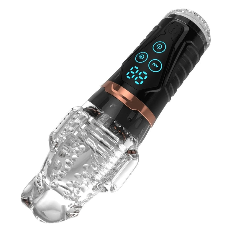 Load image into Gallery viewer, Amovibe Alpha Sucking &amp; Vibrating Male Masturbator Black Clear

