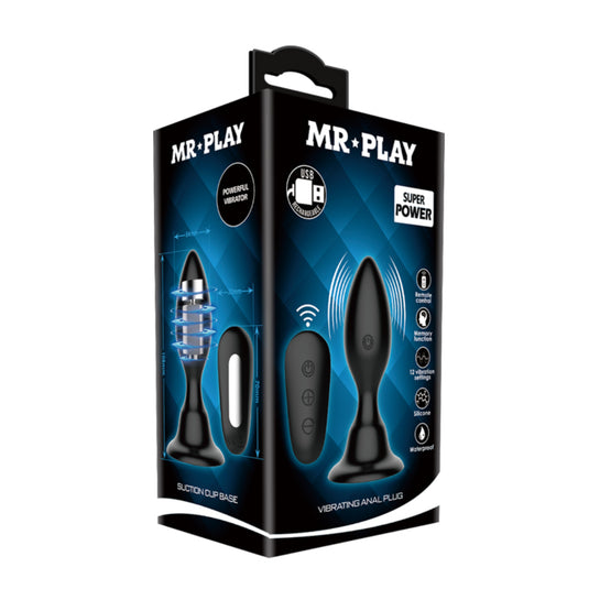 Pretty Love Mr Play Remote Controlled Vibrating Butt Plug Black