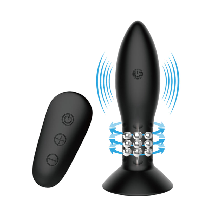 Load image into Gallery viewer, Pretty Love Mr Play Rotating Beads Remote Control Butt Plug Black
