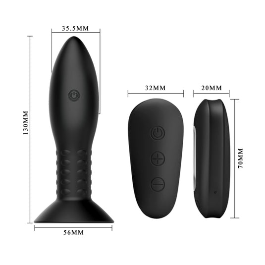 Pretty Love Mr Play Rotating Beads Remote Control Butt Plug Black