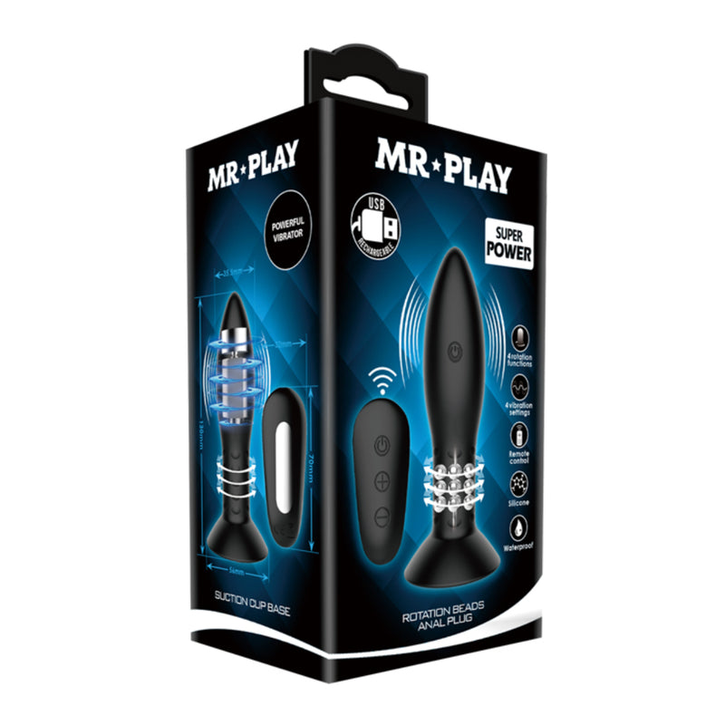 Load image into Gallery viewer, Pretty Love Mr Play Rotating Beads Remote Control Butt Plug Black
