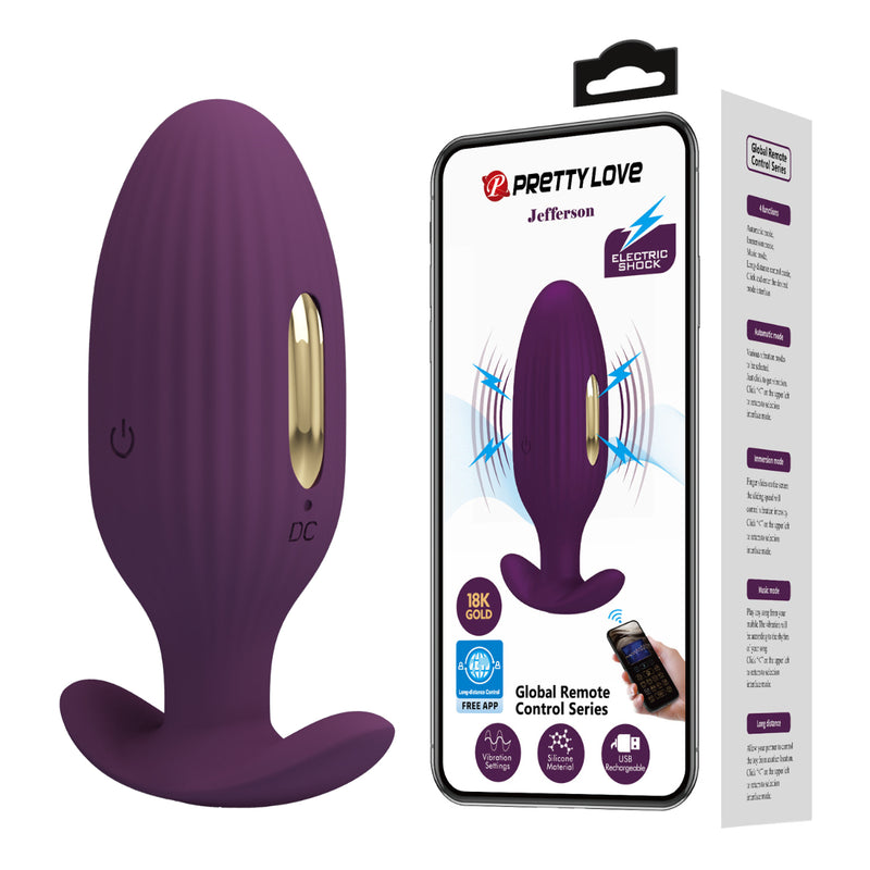 Load image into Gallery viewer, Pretty Love Jefferson Vibrating Electro Butt Plug Purple
