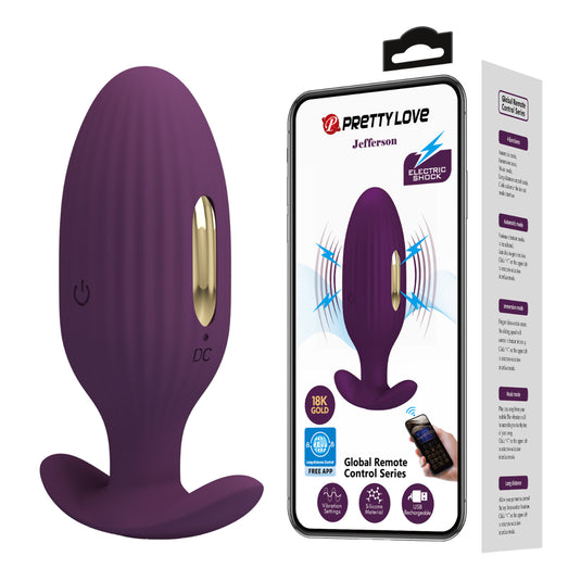 Pretty Love Jefferson Vibrating Electro Butt Plug Purple