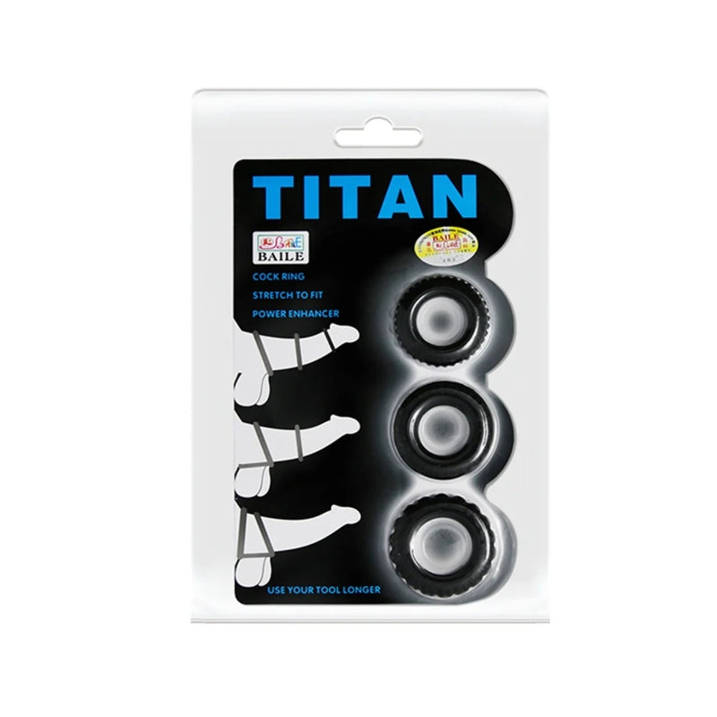 Load image into Gallery viewer, Pretty Love Titan Silicone Cock Ring 3 Pack Black
