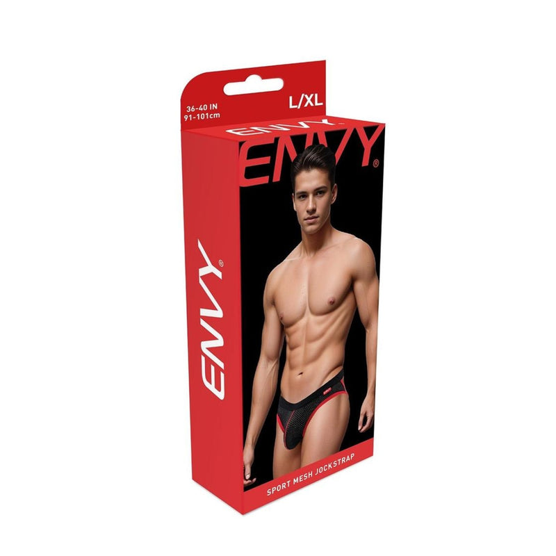 Load image into Gallery viewer, Envy Sport Mesh Jock Strap Black Red
