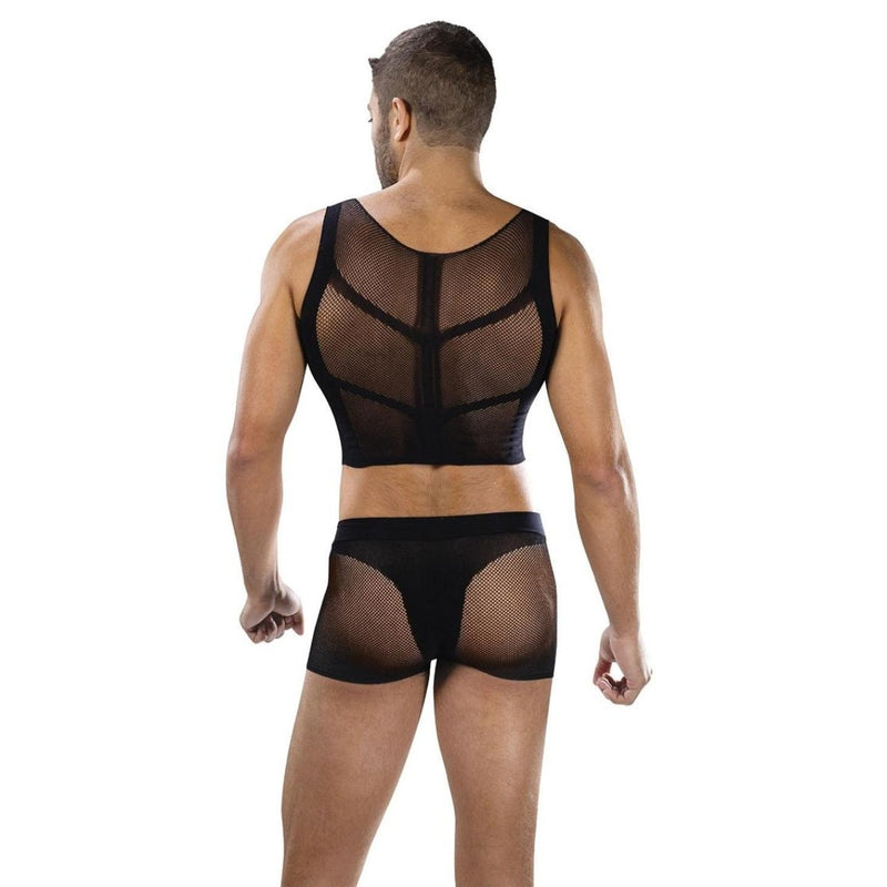 Load image into Gallery viewer, Envy Fishnet Armor 2 Piece Crop Top &amp; Shorts Set Black One Size

