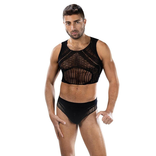Envy Maverick Edge 2 Piece Crop Top & Brief Set Black One Size