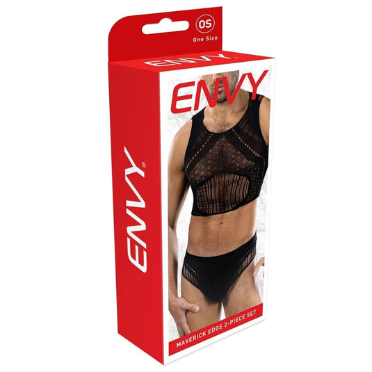 Envy Maverick Edge 2 Piece Crop Top & Brief Set Black One Size