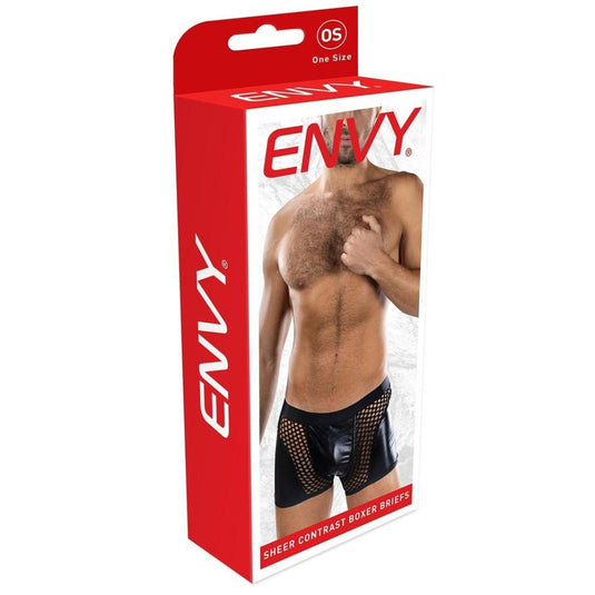Envy Sheer Contrast Boxer Brief Black One Size
