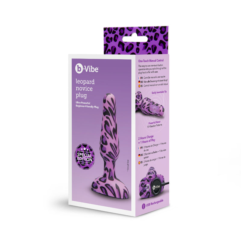 Load image into Gallery viewer, b-Vibe Novice Special Edition Vibrating Butt Plug Purple Leopard
