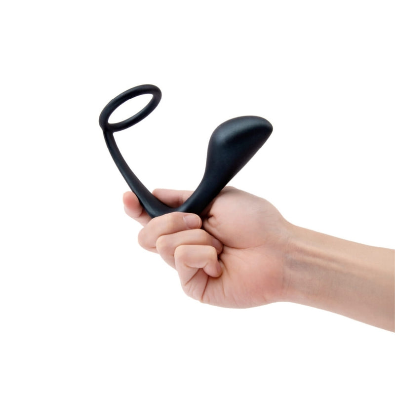 Load image into Gallery viewer, b-Vibe Butties Ringer Cock Ring &amp; Prostate Plug Black 4 Inch
