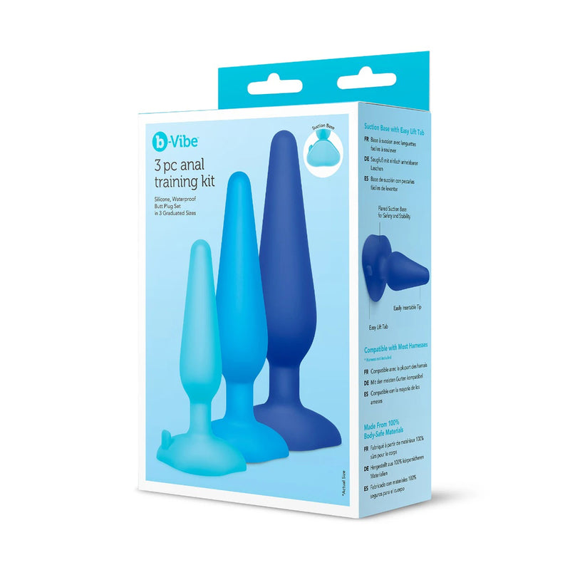 Load image into Gallery viewer, b-Vibe 3 Piece Anal Training Butt Plug Kit Blue
