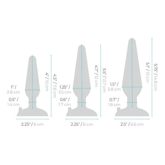 b-Vibe 3 Piece Anal Training Butt Plug Kit Blue