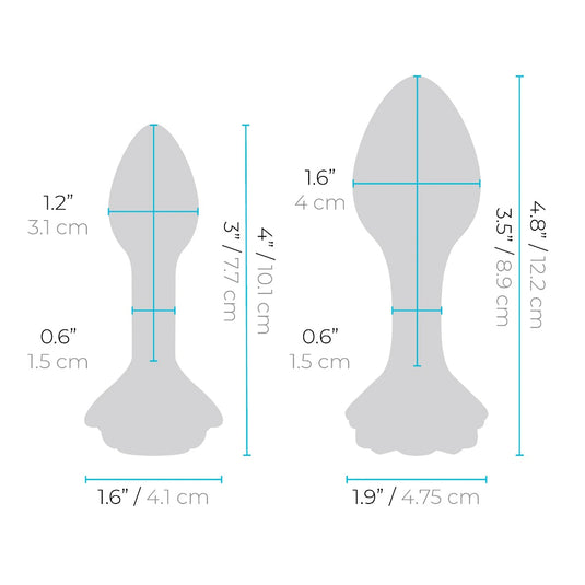 b-Vibe Pink Roses 2 Piece Glass Butt Plug Training Set Pink