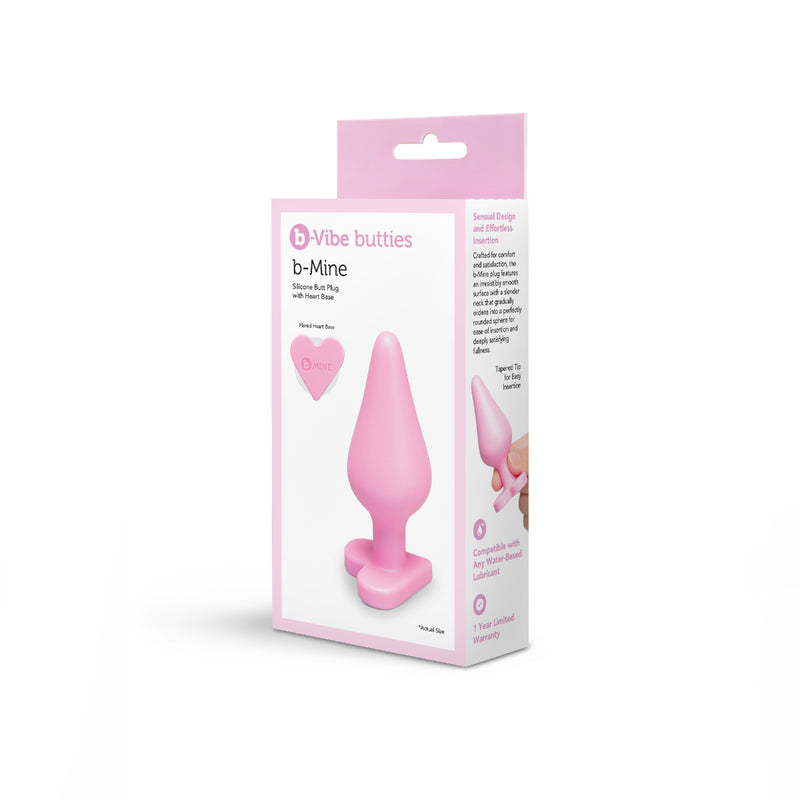 Load image into Gallery viewer, b-Vibe Butties B-Mine Heart Shaped Silicone Butt Plug Pink
