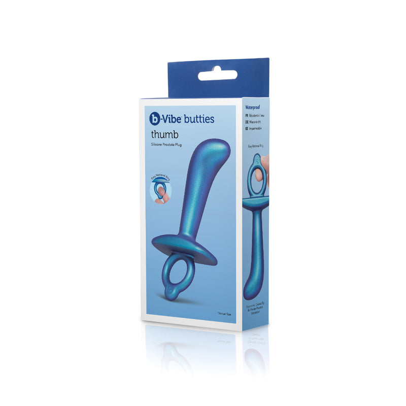 Load image into Gallery viewer, b-Vibe Butties Thumb Silicone Prostate Plug Blue
