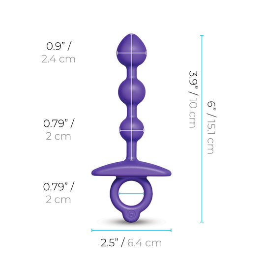 b-Vibe Butties Zip Silicone Anal Beads Purple
